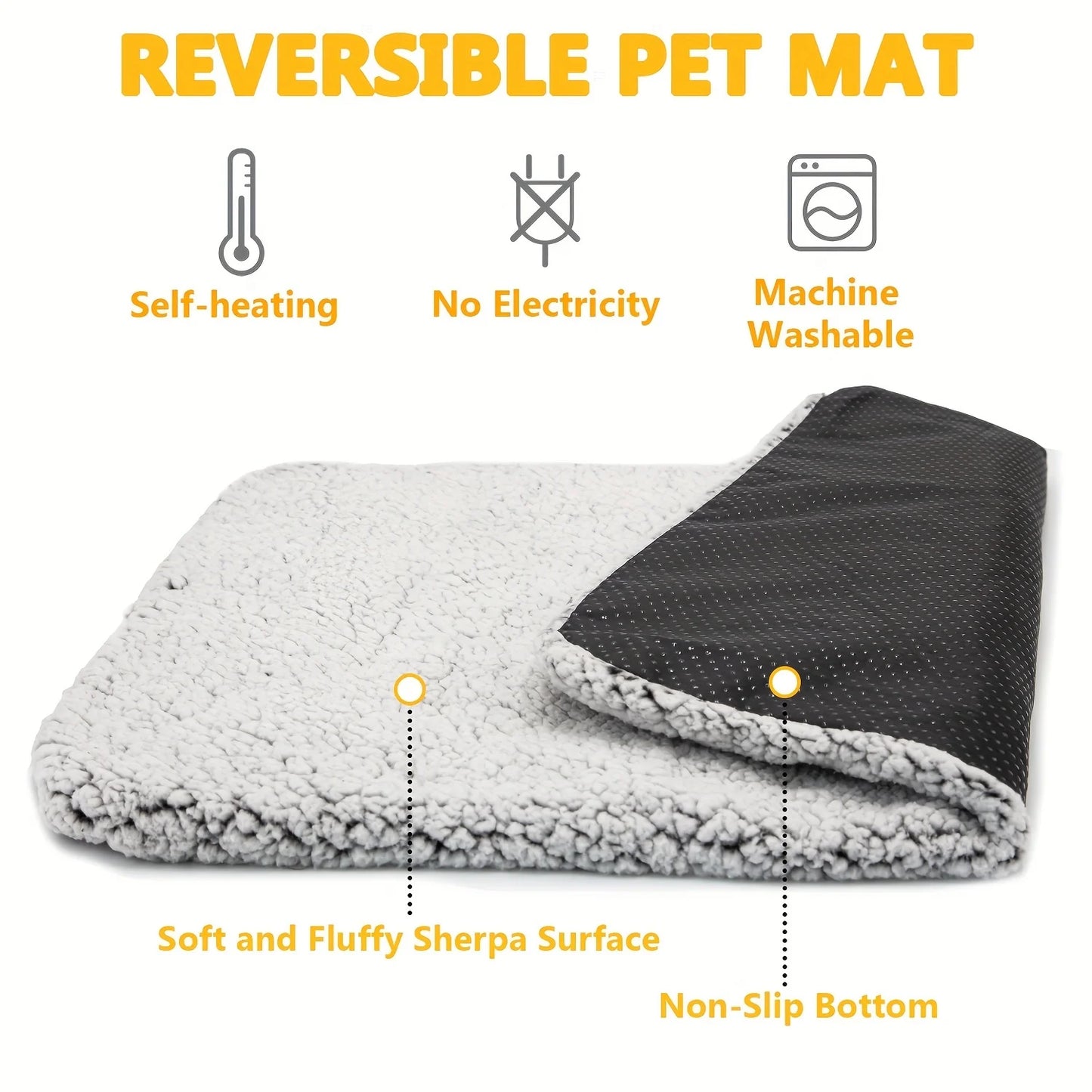 Self-Heating Pet Pads Blanket Puppy Pad Warm Cushion Mat for Cats Dogs Washable Pets with Thermal Body Heat Reflecting Core Pad