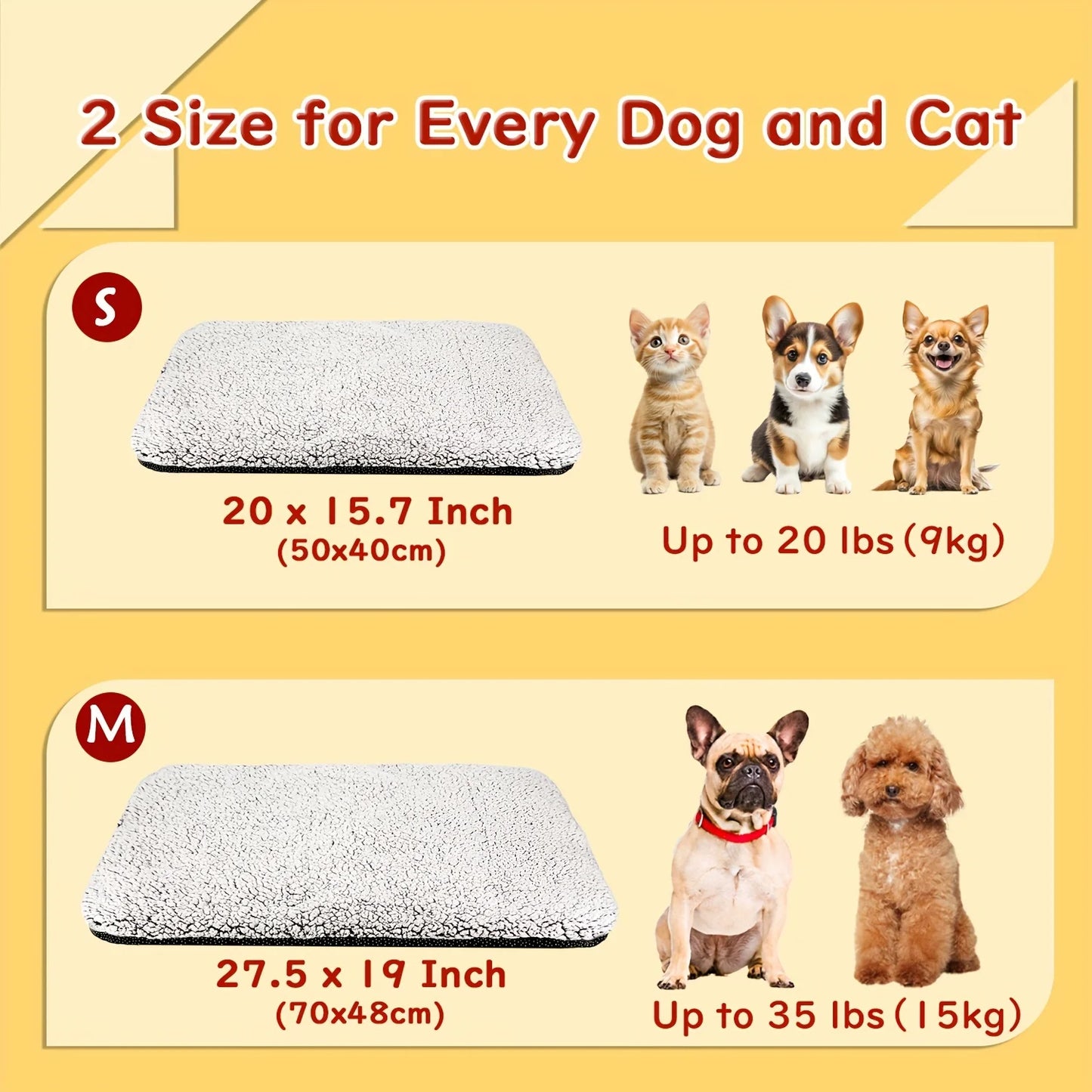 Self-Heating Pet Pads Blanket Puppy Pad Warm Cushion Mat for Cats Dogs Washable Pets with Thermal Body Heat Reflecting Core Pad