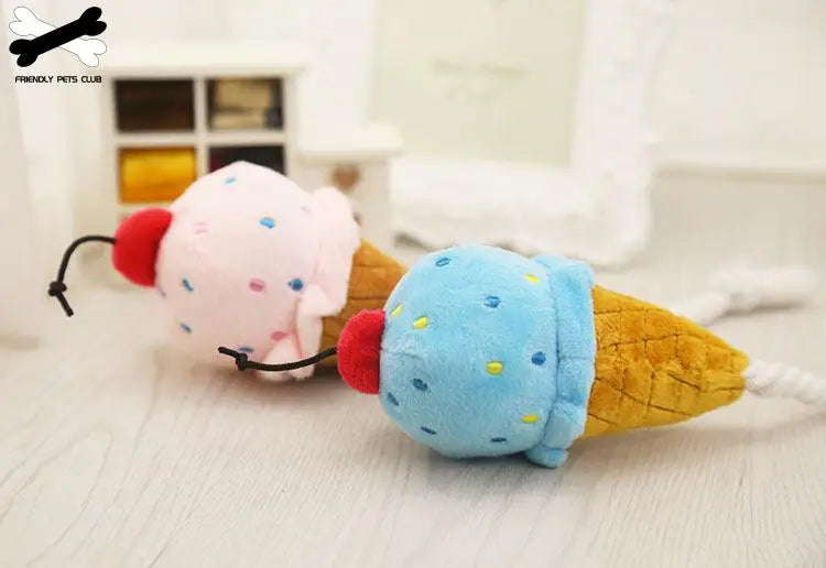 Pet Toys Two-color Ice Cream Vocal Toys Pink Blue Pet Dog Toy Supplies Cat Toys