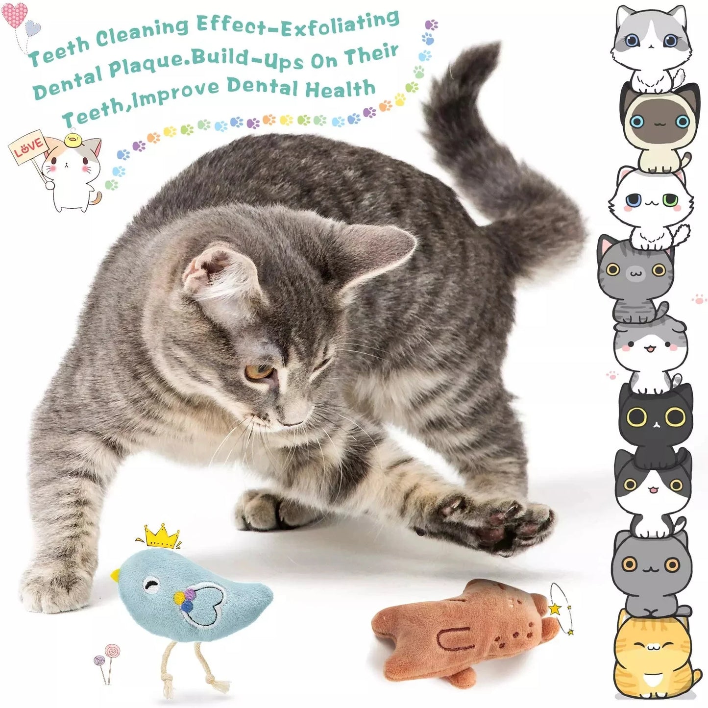 Cat Toy Catnip Interactive Plush Stuffed Chew Pet Toys Claw Funny Cat Mint Soft Teeth Cleaning Toy For Cat Kitten Pet Products