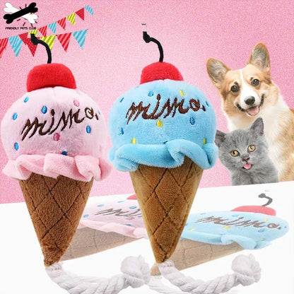 Pet Toys Two-color Ice Cream Vocal Toys Pink Blue Pet Dog Toy Supplies Cat Toys