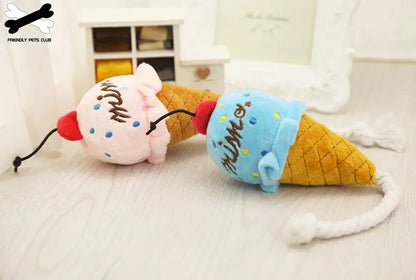 Pet Toys Two-color Ice Cream Vocal Toys Pink Blue Pet Dog Toy Supplies Cat Toys