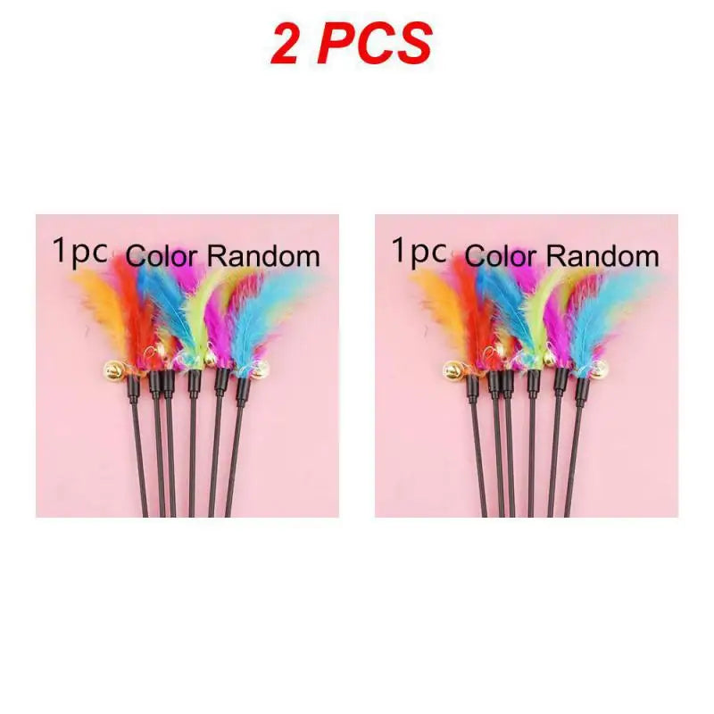 1~10PCS Funny Cat Stick Toys Colorful Feathers Tease Cat Stick Interactive Pet Toys For Cat Playing Toy Supplies Cat Accessories