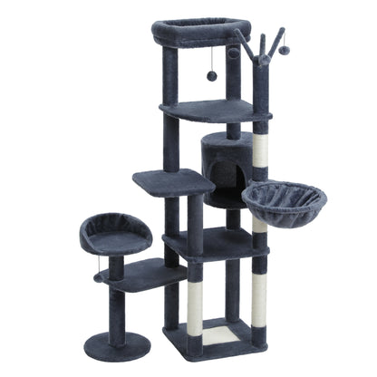 Large Cat Tree for Indoor Large Cats Tall Cat Tower for Fat Cats with Super Big Hammock, Cat Climbing Trees with Scratching Post