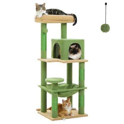 Cat Tree for Indoor Cats, 5-Level Cat Tower for Large Cats with Metal Frame Large Hammock Cat Condo with Big Top Perch