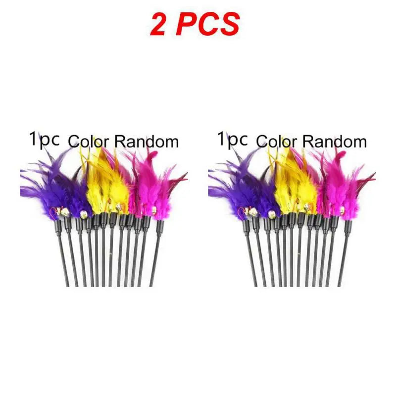 1~10PCS Funny Cat Stick Toys Colorful Feathers Tease Cat Stick Interactive Pet Toys For Cat Playing Toy Supplies Cat Accessories