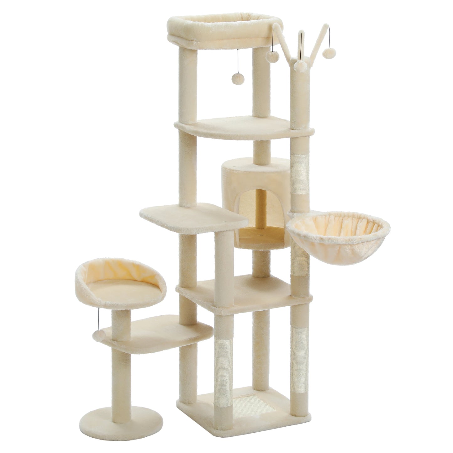 Large Cat Tree for Indoor Large Cats Tall Cat Tower for Fat Cats with Super Big Hammock, Cat Climbing Trees with Scratching Post