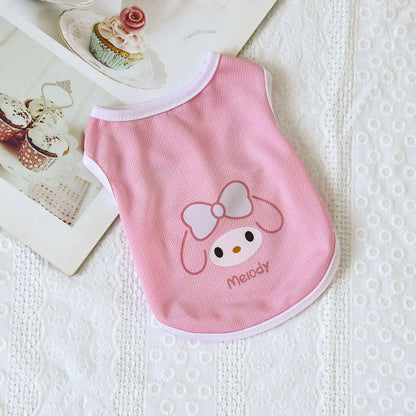 Cute Sanrio Hello Kitty Pet Vest Cartoon Cat and Dog Clothes Small Dog Creative Anime Series Breathable Clothes Pet Dress Up