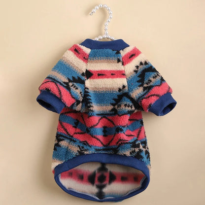 Autumn and Winter Cat and Dog Clothes Cute Striped Plush Polyester Sweatshirt Pet Clothes Durable Stain-resistant Pet Sweats