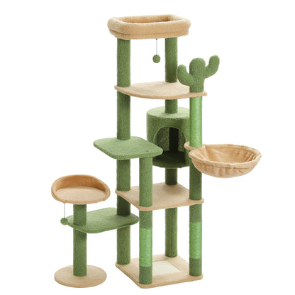 Large Cat Tree for Indoor Large Cats Tall Cat Tower for Fat Cats with Super Big Hammock, Cat Climbing Trees with Scratching Post