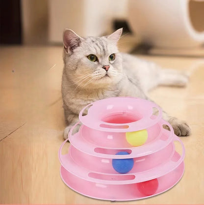 4 Levels Cat Toy Tower Turntable Roller Balls Toys Interactive Intelligence Training Track Puzzle Funny Games Accessories