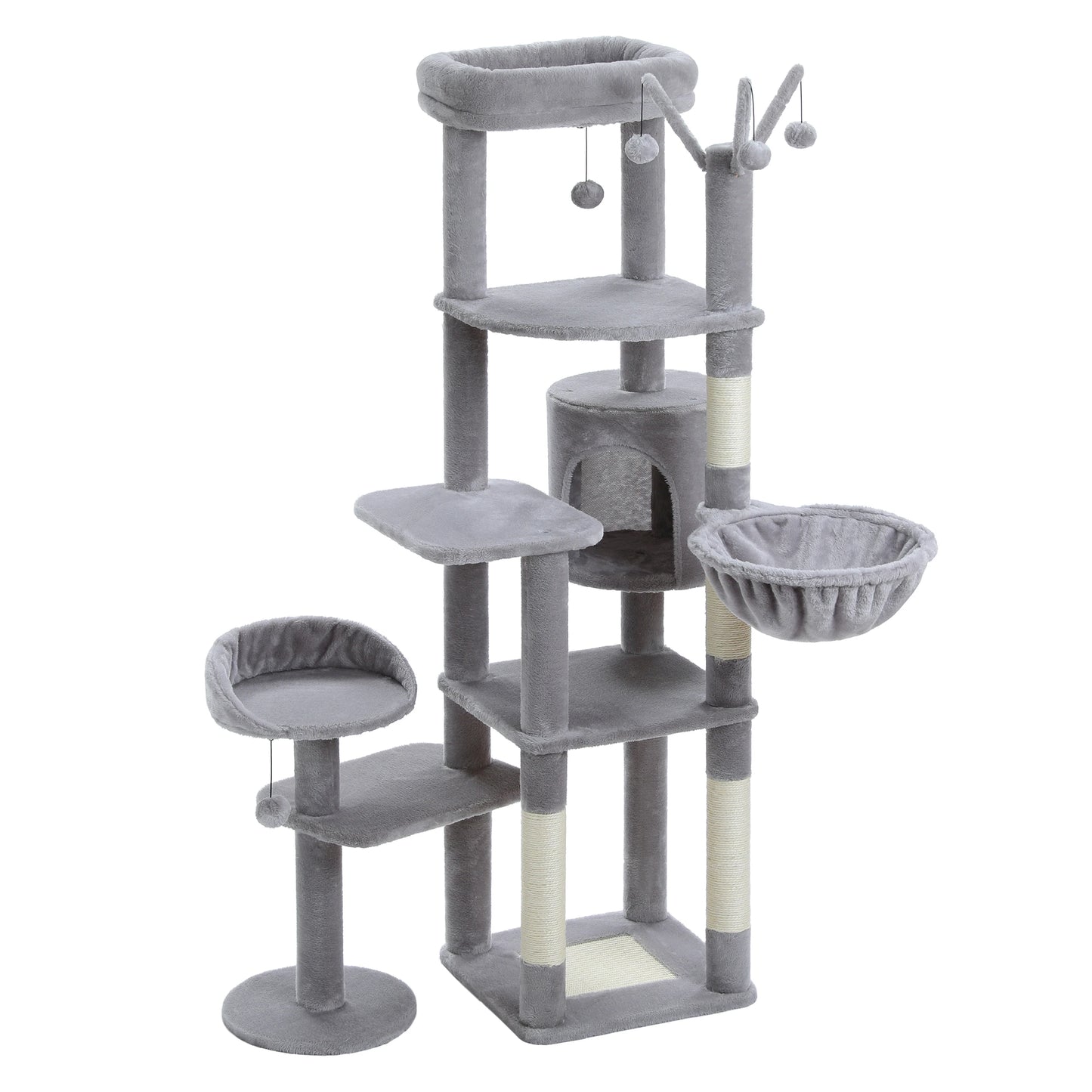 Large Cat Tree for Indoor Large Cats Tall Cat Tower for Fat Cats with Super Big Hammock, Cat Climbing Trees with Scratching Post