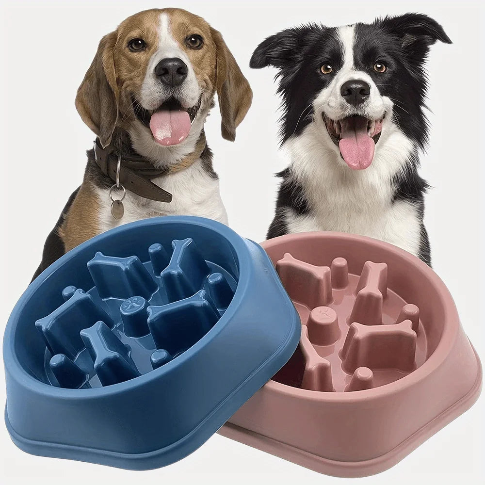 Anti-Tip Slow Feeder Dog Bowl - Non-Slip, Choke Prevention Pet Dish for Healthy Eating