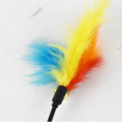 1~10PCS Funny Cat Stick Toys Colorful Feathers Tease Cat Stick Interactive Pet Toys For Cat Playing Toy Supplies Cat Accessories