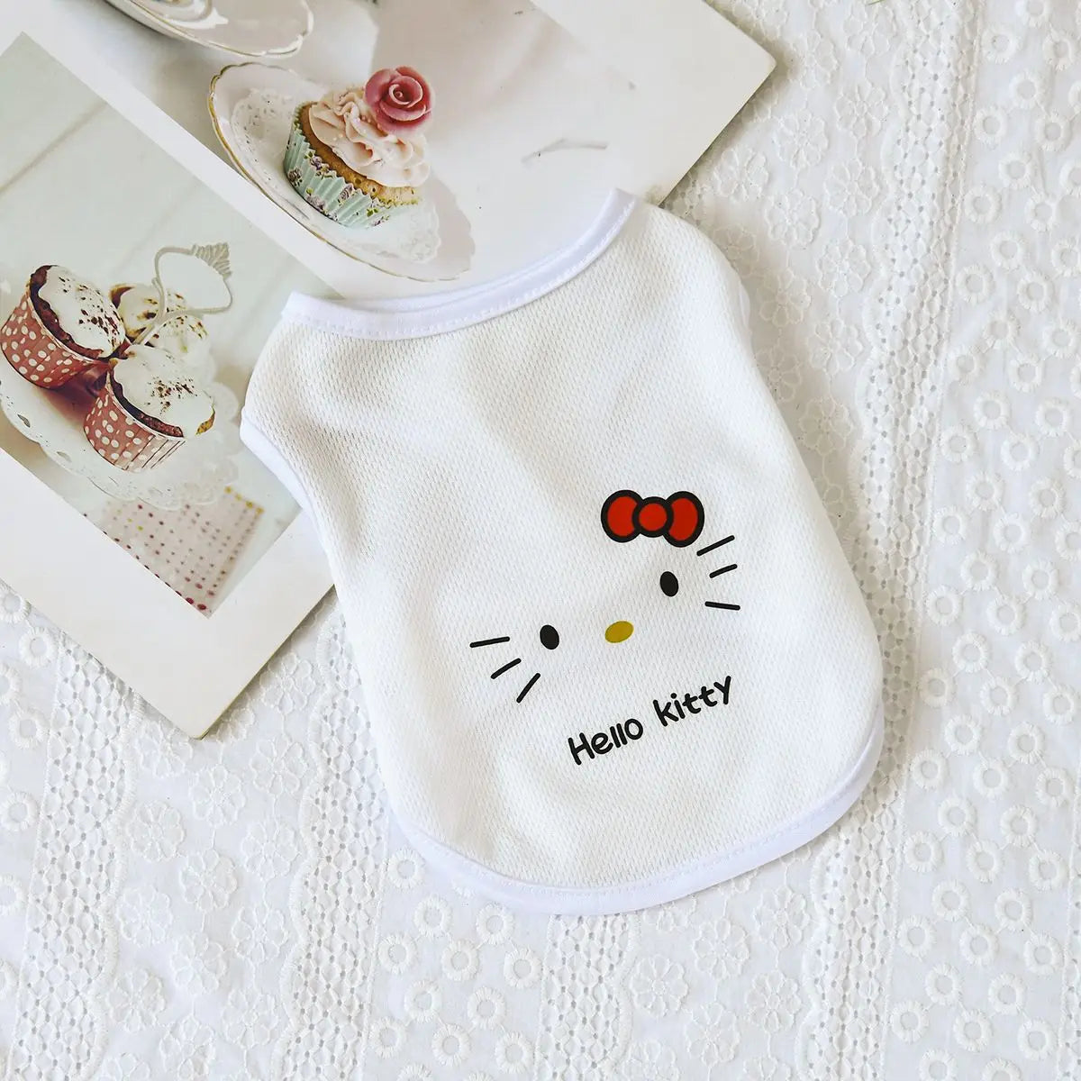 Cute Sanrio Hello Kitty Pet Vest Cartoon Cat and Dog Clothes Small Dog Creative Anime Series Breathable Clothes Pet Dress Up