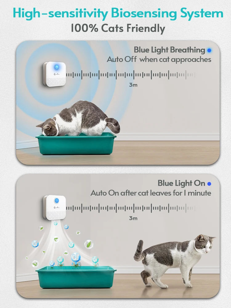 DownyPaws 4000mAh Smart Cat Odor Purifier For Cat Litter Box Deodorizer Pet Toilet Air Purifier Dog Cat Litter Deodorant