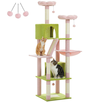 Large Cat Tree Tall Cat Tower for Indoor Cats Multi-Level Plush Cat Condo with Scratching Posts Scratching Boards Perches Caves