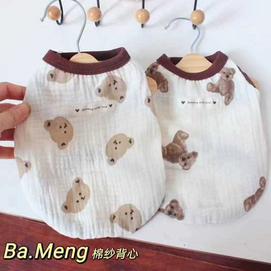 Pet Bear Vest Dog Clothes Spring Summer Cat Clothes Cat and Dog Clothes Teddy Bears Home Vest Pajamas Pet Clothes Dog Costume