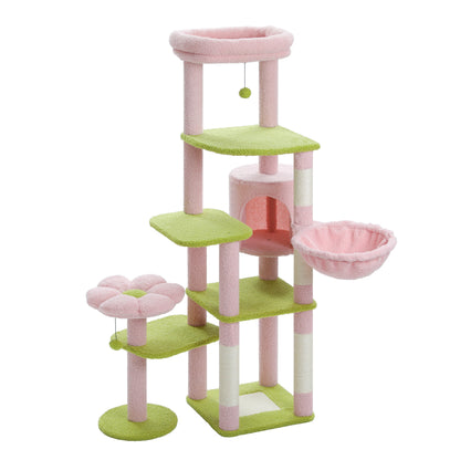 Large Cat Tree for Indoor Large Cats Tall Cat Tower for Fat Cats with Super Big Hammock, Cat Climbing Trees with Scratching Post