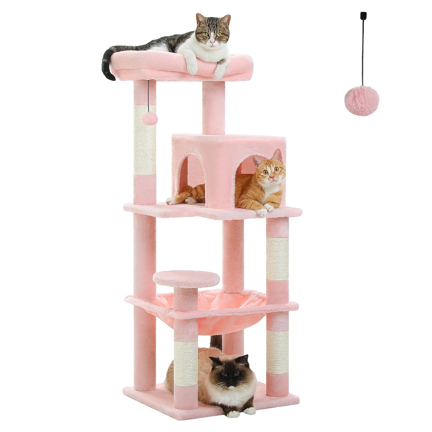 Cat Tree for Indoor Cats, 5-Level Cat Tower for Large Cats with Metal Frame Large Hammock Cat Condo with Big Top Perch