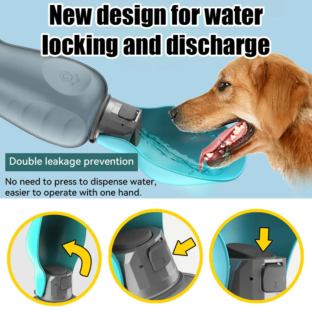 800ml Portable Dog Water Bottle For Small Medium Big Dogs Outdoor Travel Drinking Bowl Puppy Cat Feeder Pet Labrador Accessories