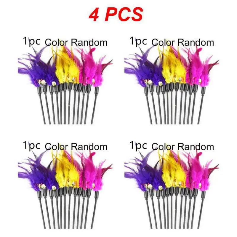 1~10PCS Funny Cat Stick Toys Colorful Feathers Tease Cat Stick Interactive Pet Toys For Cat Playing Toy Supplies Cat Accessories