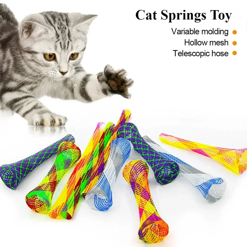 10pcs Cat Springs Toys Kitten Coil Spiral Pet Interactive Gauge Plastic Spring Toy Colorful Springs Cat Pet Tower Toy 고양이