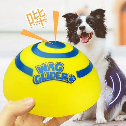 Wag Glider for Dogs Teething Stick, Glissade,Puppy Accessories,Make A Sound Slideshow Disc,Flying Pet Toys, PVC Yellow Funny