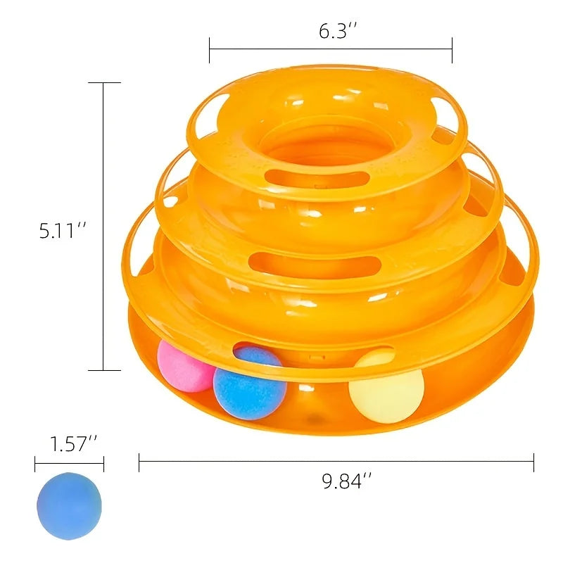 4 Levels Cat Toy Tower Turntable Roller Balls Toys Interactive Intelligence Training Track Puzzle Funny Games Accessories