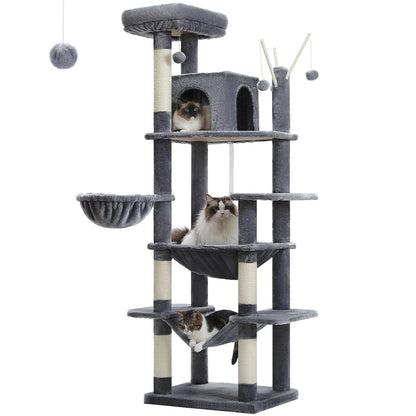 Large Cat Tree Tall Cat Tower for Indoor Cats Multi-Level Plush Cat Condo with Scratching Posts Scratching Boards Perches Caves