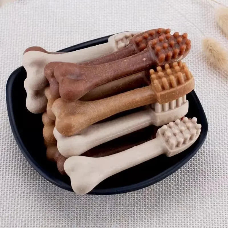 Dog Teeth Grinding Stick Toothbrush Shape Big Bone Chewing Oral Hygiene Chicken Beef Flavored Snacks Training Pet Toys Supplies