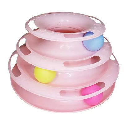 4 Levels Cat Toy Tower Turntable Roller Balls Toys Interactive Intelligence Training Track Puzzle Funny Games Accessories