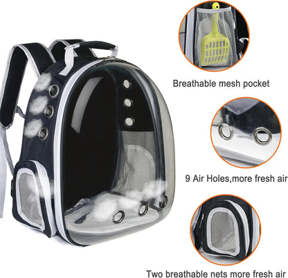 Transparent cat bags, pet backpacks, portable and transparent space capsules, cat supplies, outdoor travel breathable backpa