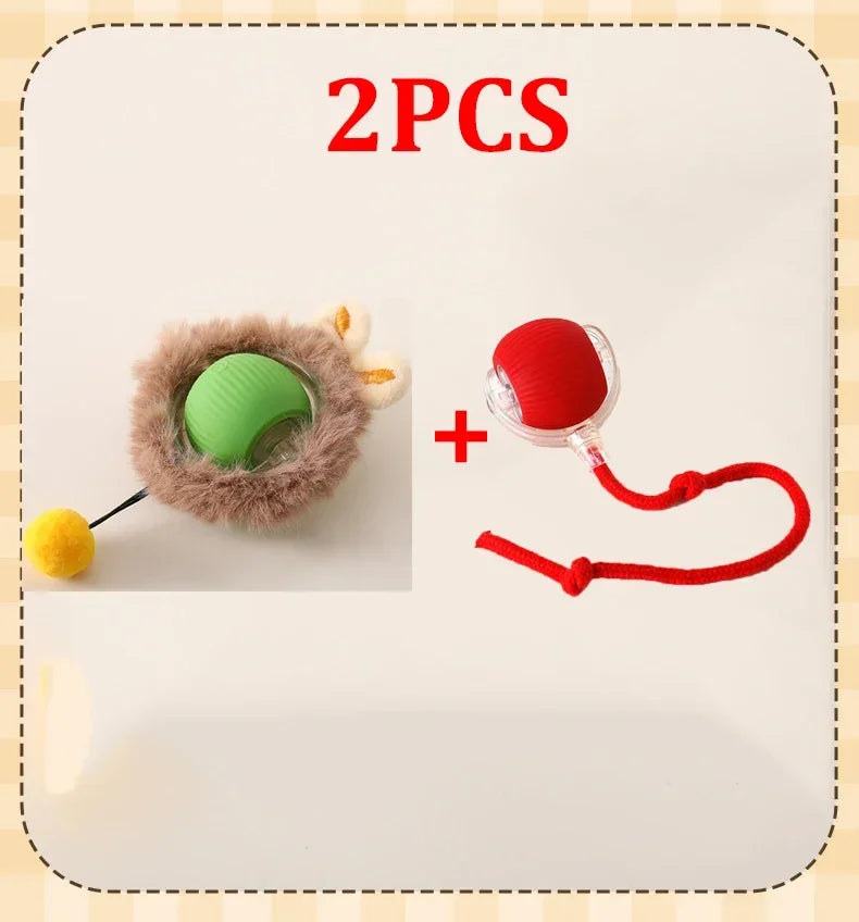 1/2PCS Smart Cat Toys Pet Toys Automatic Rolling Ball Fake Tail Rechargeable Electric Pet Interactive Toy Dog Cat Imitate Mouse