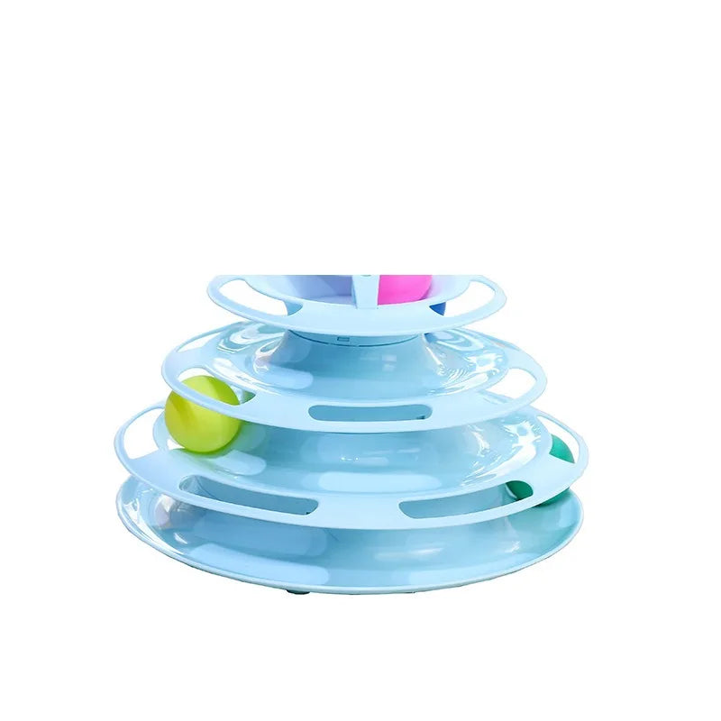 Pet cat toy Three-layer ball cat Turntable Cat interactive educational track toy cat space tower play plate