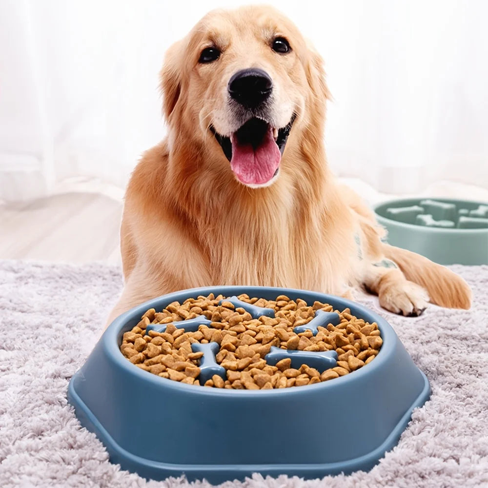 Anti-Tip Slow Feeder Dog Bowl - Non-Slip, Choke Prevention Pet Dish for Healthy Eating