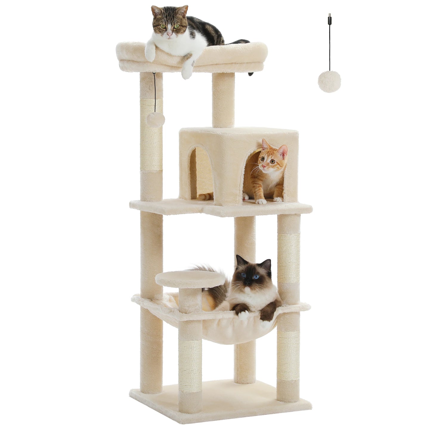 Cat Tree for Indoor Cats, 5-Level Cat Tower for Large Cats with Metal Frame Large Hammock Cat Condo with Big Top Perch