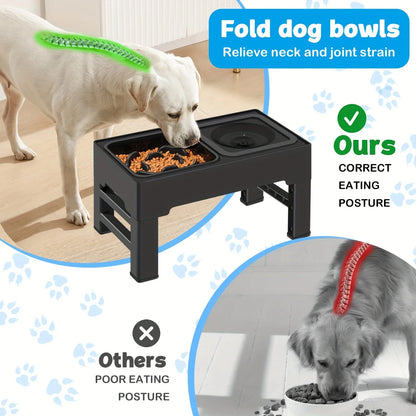 Pets Bowls Dog Double Bowls Stainless Stand Adjustable Height Pet Feeding Dish Bowl Big Dog Elevated Food Water Feeders for Dogs