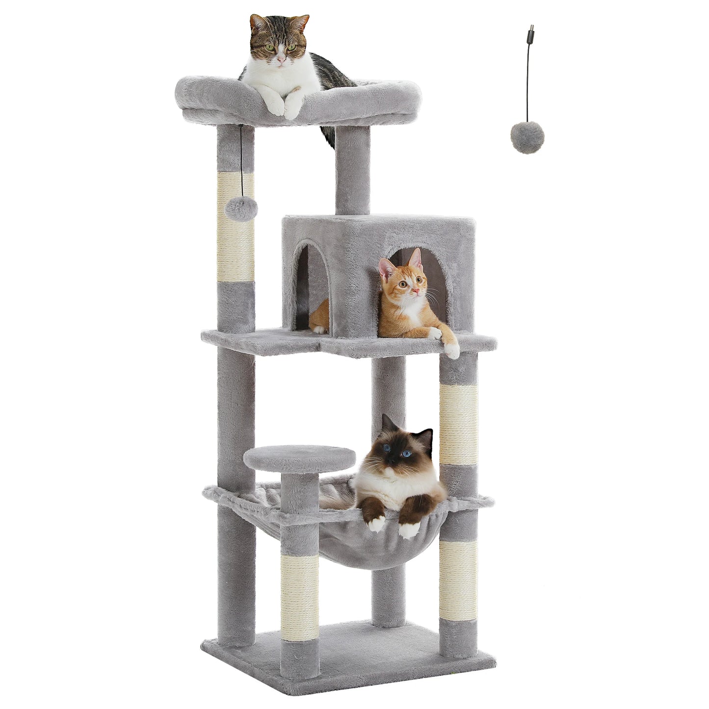 Cat Tree for Indoor Cats, 5-Level Cat Tower for Large Cats with Metal Frame Large Hammock Cat Condo with Big Top Perch