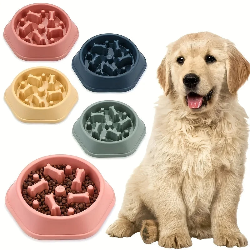 Anti-Tip Slow Feeder Dog Bowl - Non-Slip, Choke Prevention Pet Dish for Healthy Eating