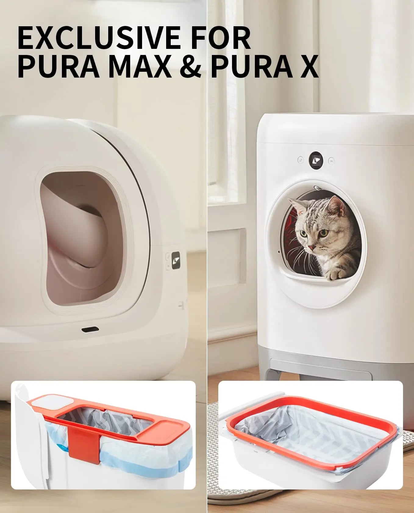 PETKIT PuraX PuraMax Replaced Waste Bags1-5 Rolls, Portable Cat Litter Waste Receptacles Bags for Self-Cleaning Cat Litter Box