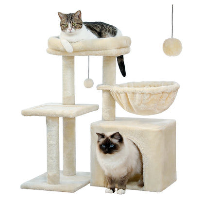 Cat tree Cat Tower for Indoor Cats 2 Styles Cat Activity Tree with Cat Scratching Posts Big Hammock and Removable Top Perch Grey