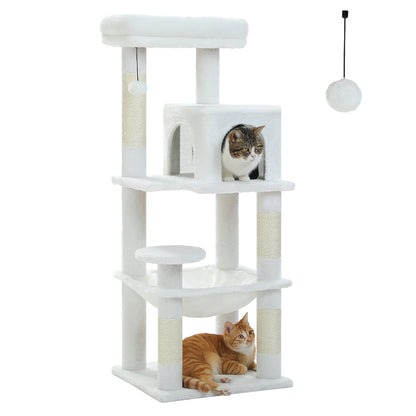 Cat Tree for Indoor Cats, 5-Level Cat Tower for Large Cats with Metal Frame Large Hammock Cat Condo with Big Top Perch