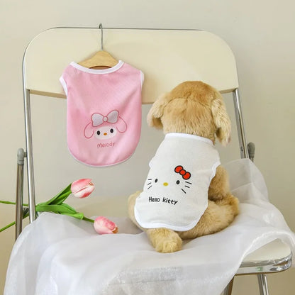 Cute Sanrio Hello Kitty Pet Vest Cartoon Cat and Dog Clothes Small Dog Creative Anime Series Breathable Clothes Pet Dress Up