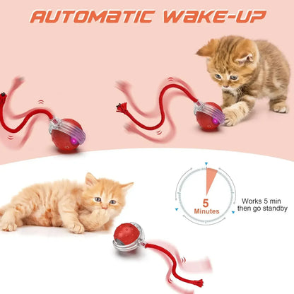 1/2PCS Smart Cat Toys Pet Toys Automatic Rolling Ball Fake Tail Rechargeable Electric Pet Interactive Toy Dog Cat Imitate Mouse