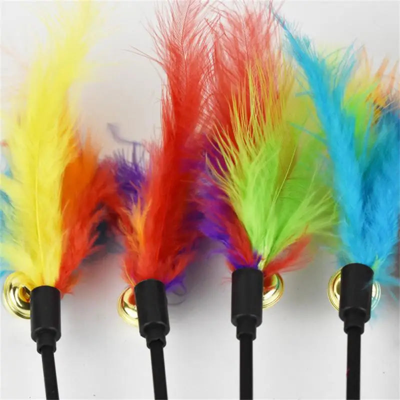 1~10PCS Funny Cat Stick Toys Colorful Feathers Tease Cat Stick Interactive Pet Toys For Cat Playing Toy Supplies Cat Accessories