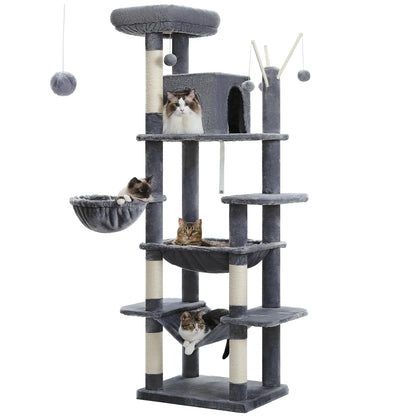 Large Cat Tree for Indoor Large Cats Tall Cat Tower for Fat Cats with Super Big Hammock, Cat Climbing Trees with Scratching Post