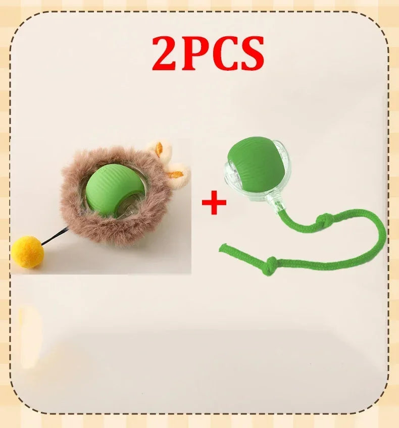 1/2PCS Smart Cat Toys Pet Toys Automatic Rolling Ball Fake Tail Rechargeable Electric Pet Interactive Toy Dog Cat Imitate Mouse