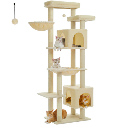 Large Cat Tree Tall Cat Tower for Indoor Cats Multi-Level Plush Cat Condo with Scratching Posts Scratching Boards Perches Caves