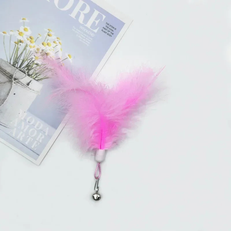 New Pet Cuddly Stick Feather Bell Replacement Head Pet Plush Toy Cuddly Cat Toy Relief Interactive Toy Cat Toys Pet Toys Cats